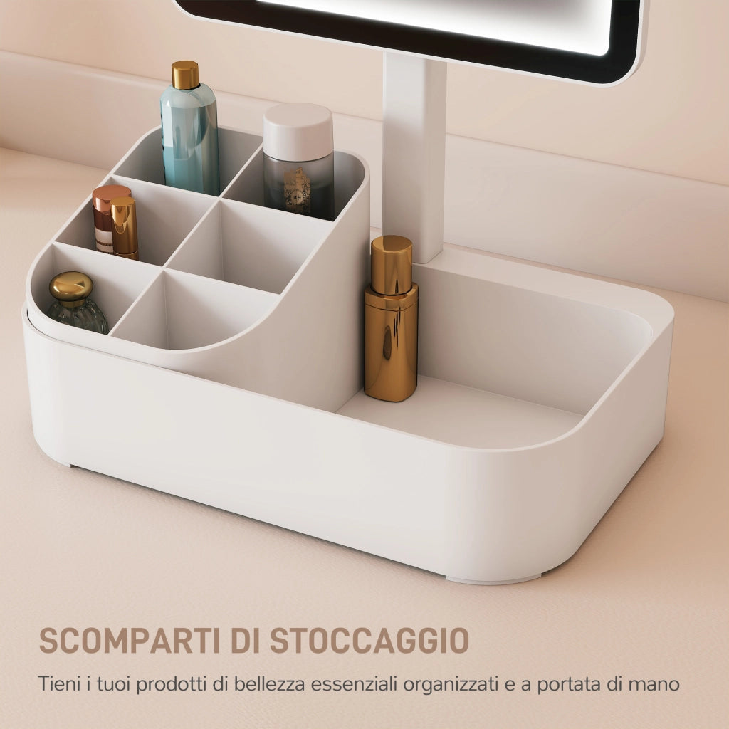 Specchio da Trucco con Luce e Organizer ¨C Minimal ¨C Bianco
