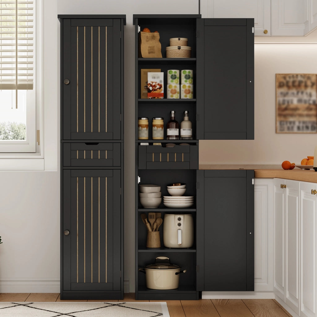 ARMADIO DA CUCINA 170x40x30 cm MDF Nero con 4 ripiani regolabili