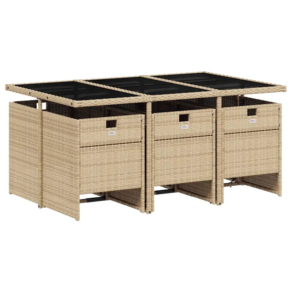 Set Pranzo da Giardino 7 pz con Cuscini Beige Misto Polyrattan 3210552