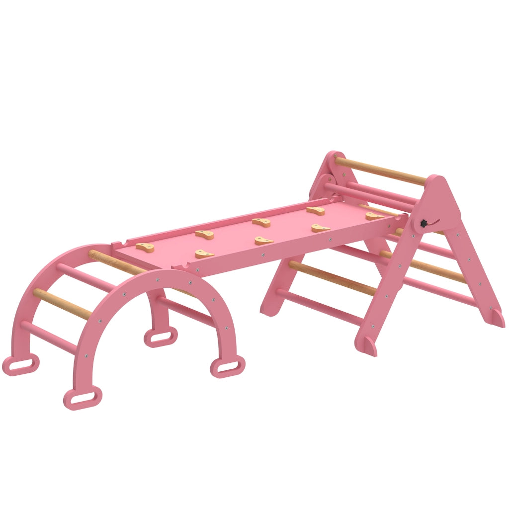 Casetta da gioco con scivolo e arrampicata 7 in 1 pieghevole ¨C Minimal ¨C Legno naturale