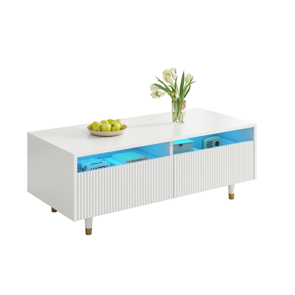 Tavolino LED moderno - Zephmum - Cassetti, luce LED a cambio colore