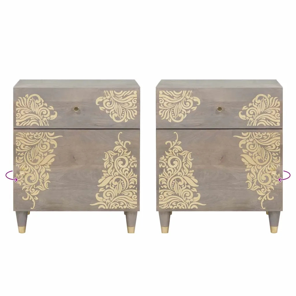 Comodino | Armadio da Notte | Mobiletto da notte con porta con cassetto Grigio 50 x 33 x 60 cm
