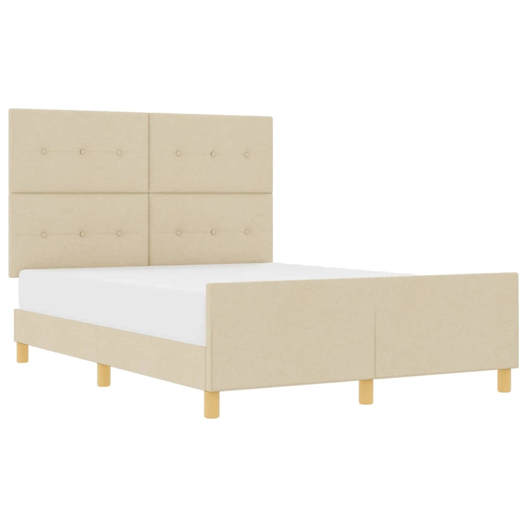 Struttura del letto con testiera Crema 140 x 190 cm Tessuto 3344730