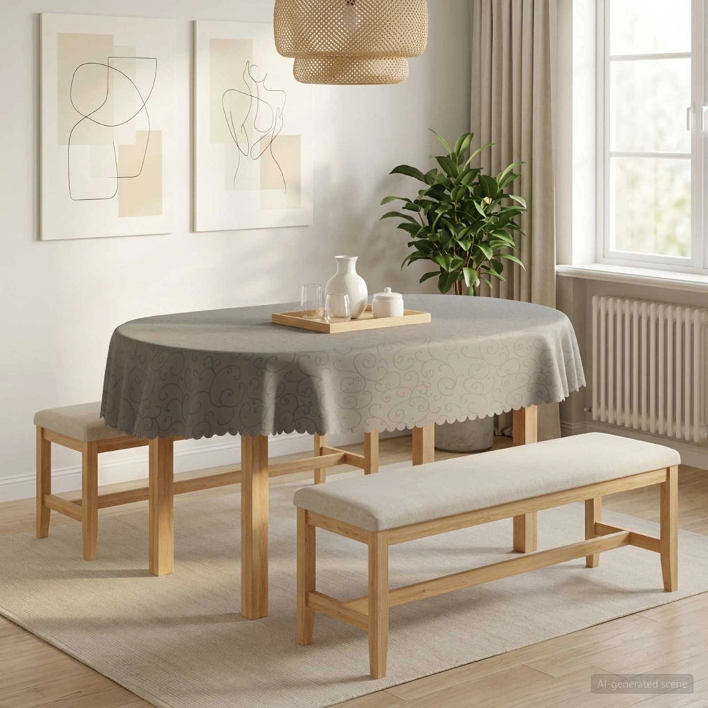 Tovaglia da Tavolo Ovale Grigio Chiaro 160 x 220 cm 42040164