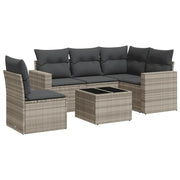 Set Divano da Giardino 6pz | Set Salotto da Giardino con Cuscini Grigio Chiaro Polyrattan