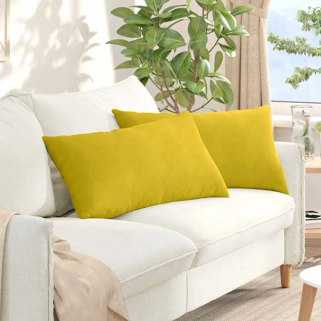 Cuscini da Divano 2 pz | Cuscini per sedie Giallo 80 x 40 cm Tessuto in Cords