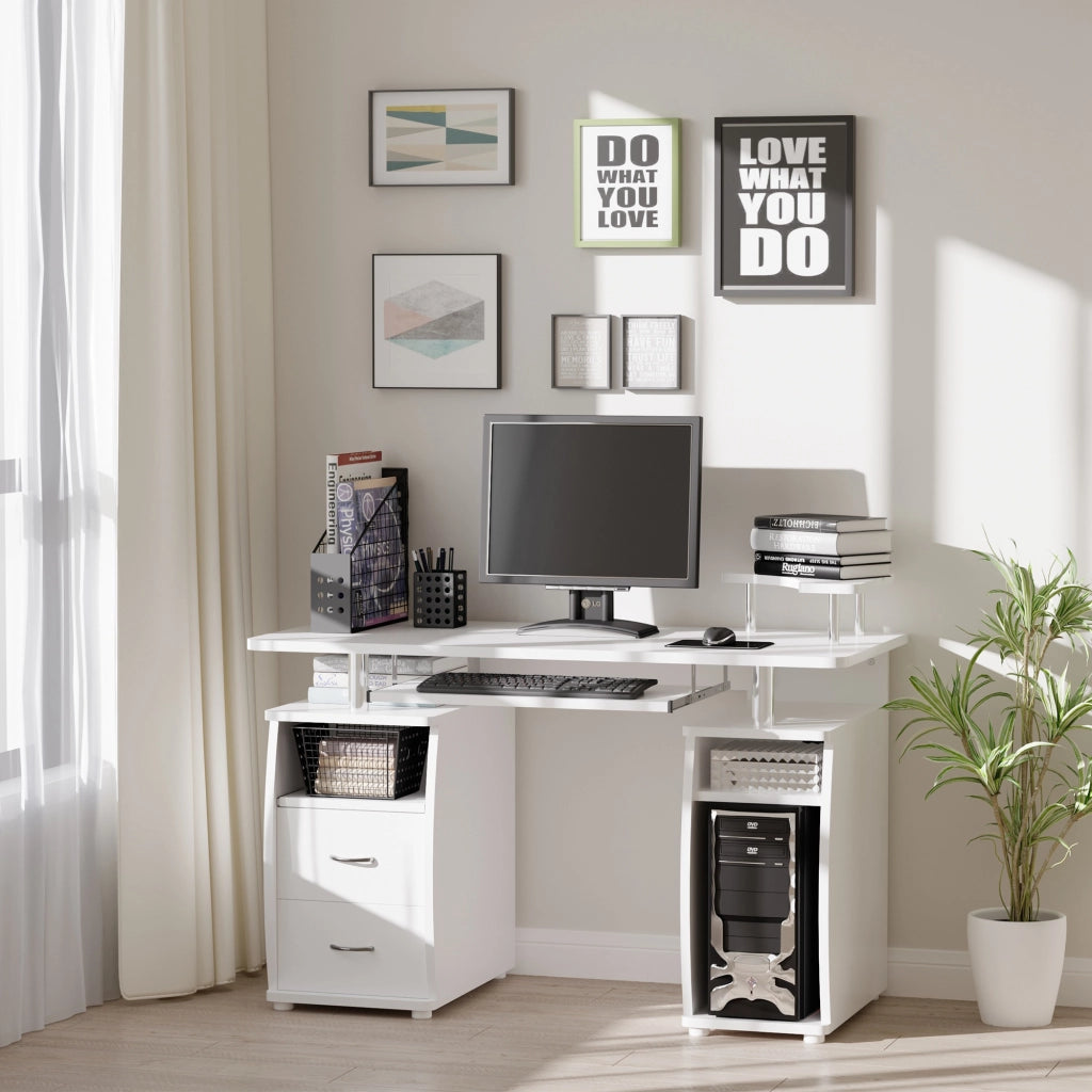 Scrivania per computer con cassetti ¨C Minimal ¨C bianco legno 120x55x85 cm
