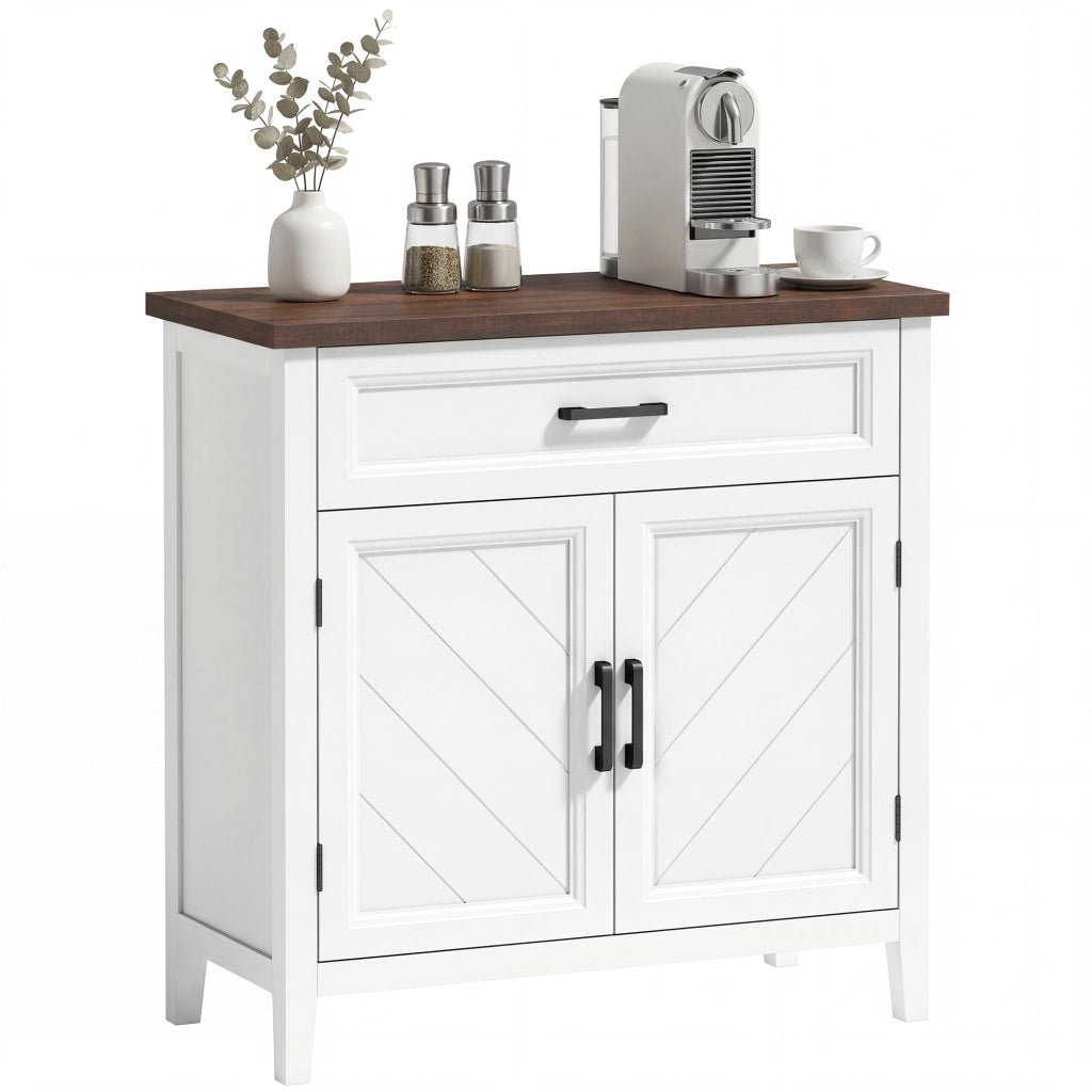 Credenza Moderna Rustico con Ripiano Regolabile. Spazio Contenitore e 2 Ante.