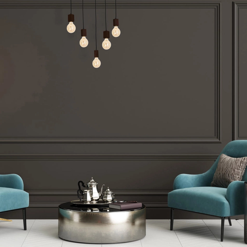 Lampadario JACK Milagro 5 luci E27 legno scuro rustico