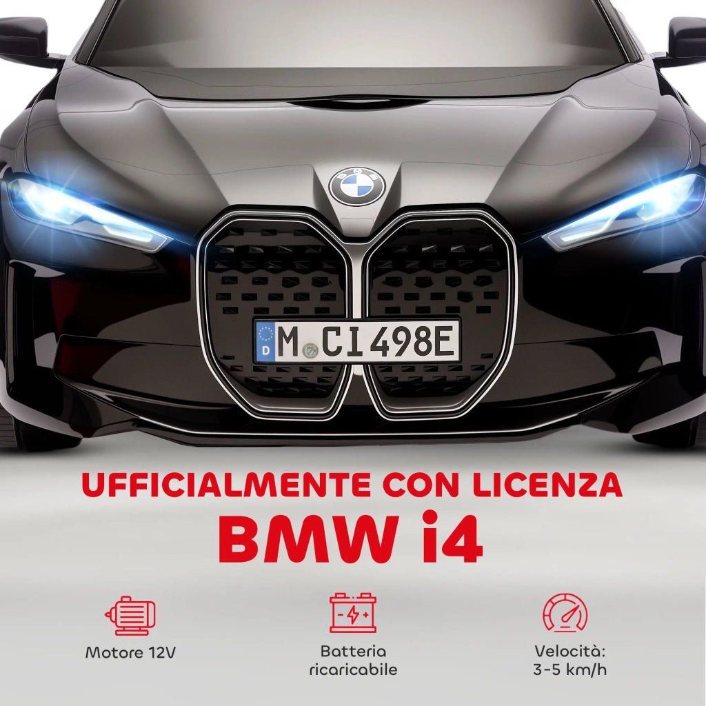 Macchina Elettrica per Bambini 12V con Licenza BMW I4 Nera