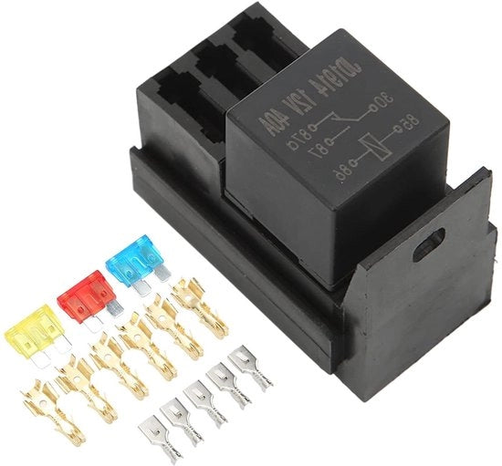 Relè universale a 5 poli per 12V con contenitore di fusibile per auto - alta qualità - spedizione rapida.