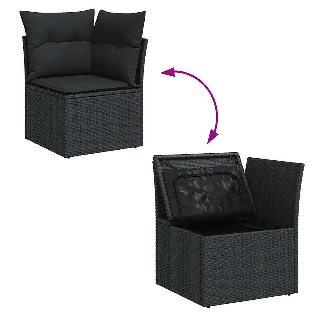 Set Divani da Giardino con Cuscini 8 pz Nero in Polyrattan 3325765