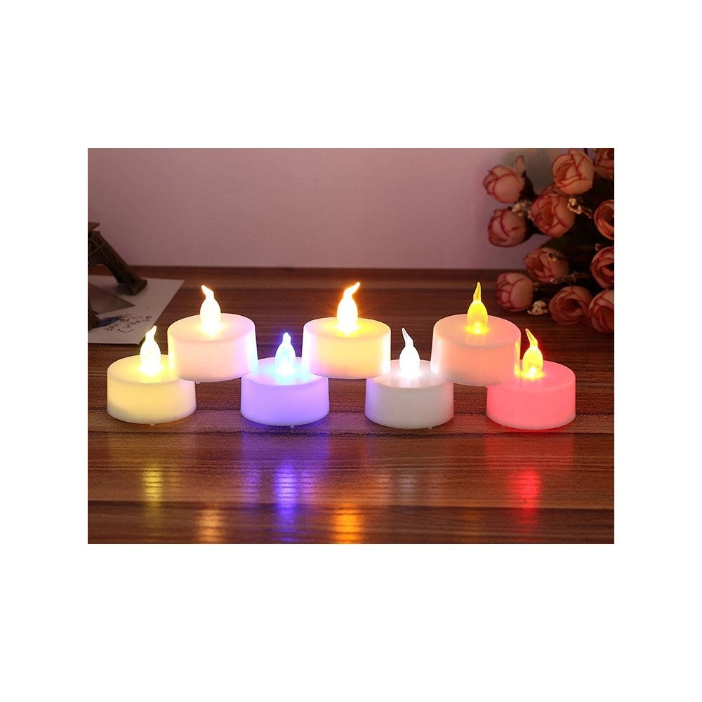 Trade Shop - Set Candele Candeline A Batteria Tea Light A Led Multicolore Rgb Effetto Fiamma -