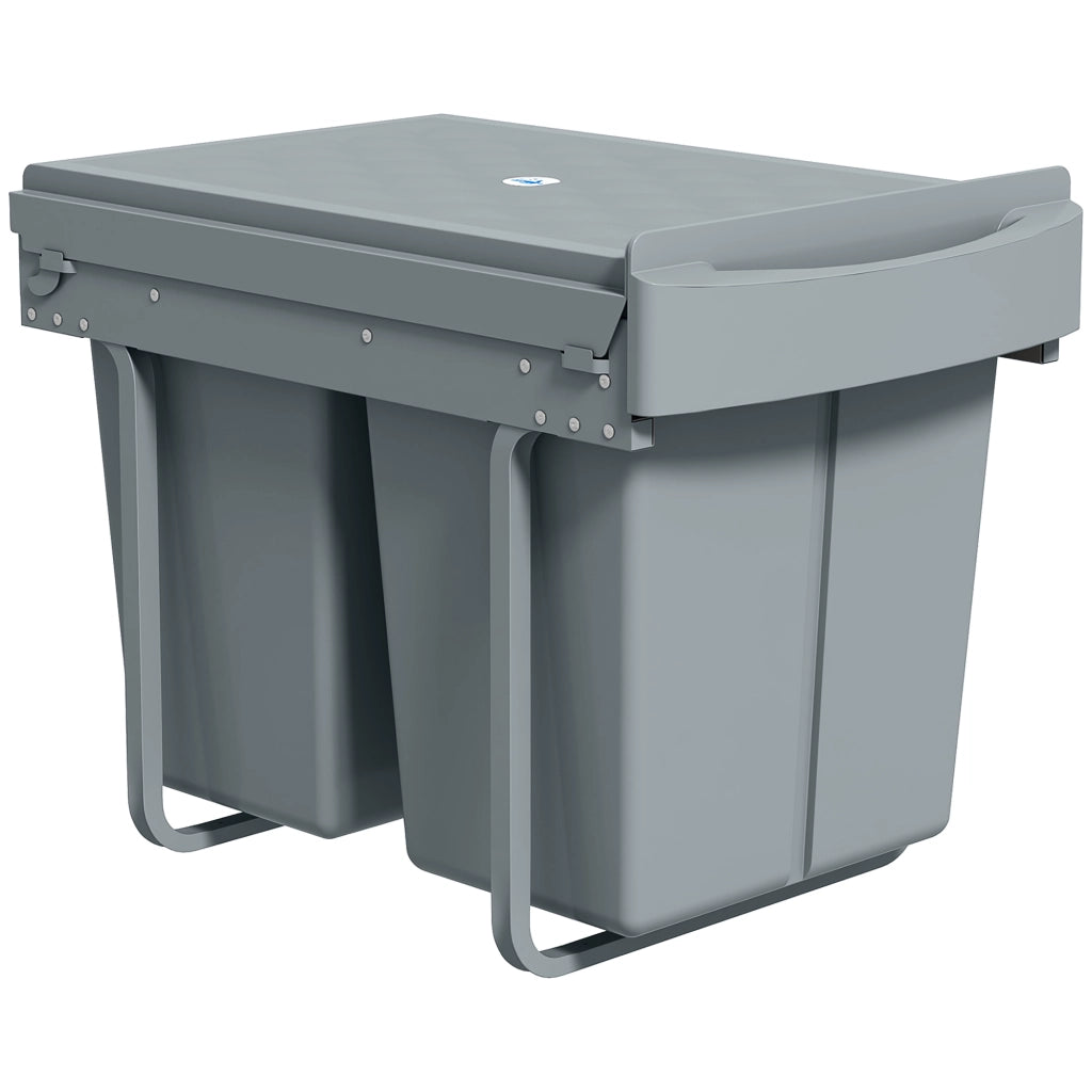 Cestino Sottolavello 2 Contenitori Riciclabili Estraibili 2x20L ¨C Minimal ¨C Grigio