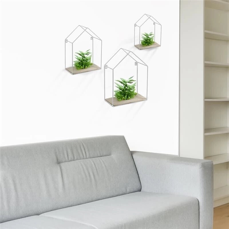 SET 3 BACHECHE STILE INDUSTRIAL 20-15CM CON DESIGN CASETTA STRUTTURA BIANCA