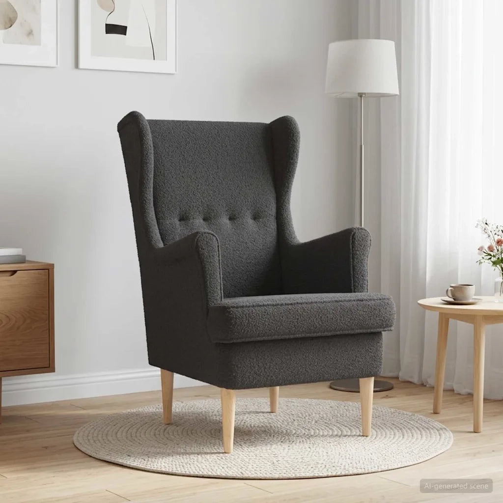 Poltrona Grigio Scuro Bouclé 42029893
