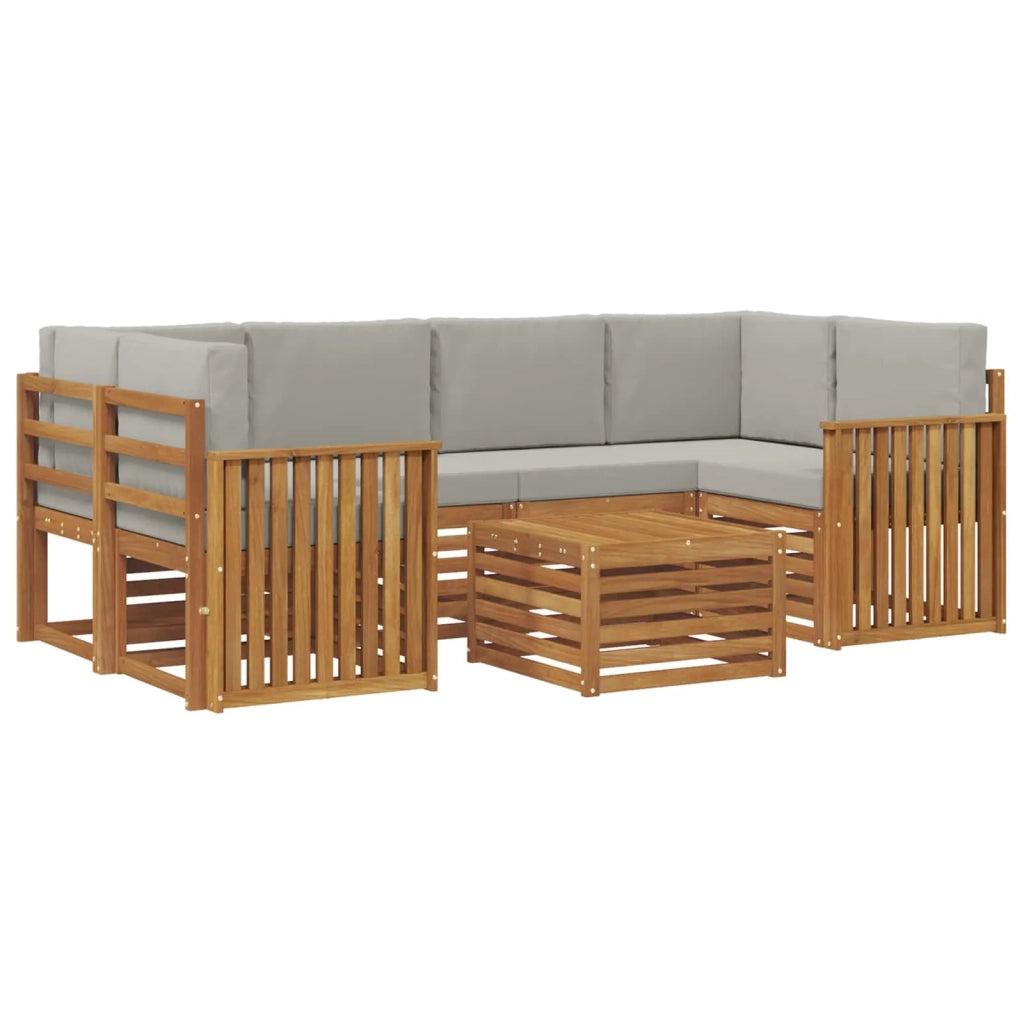 Set di divani da esterno 7 pcs Grigio Naturale e Chiaro 3374446
