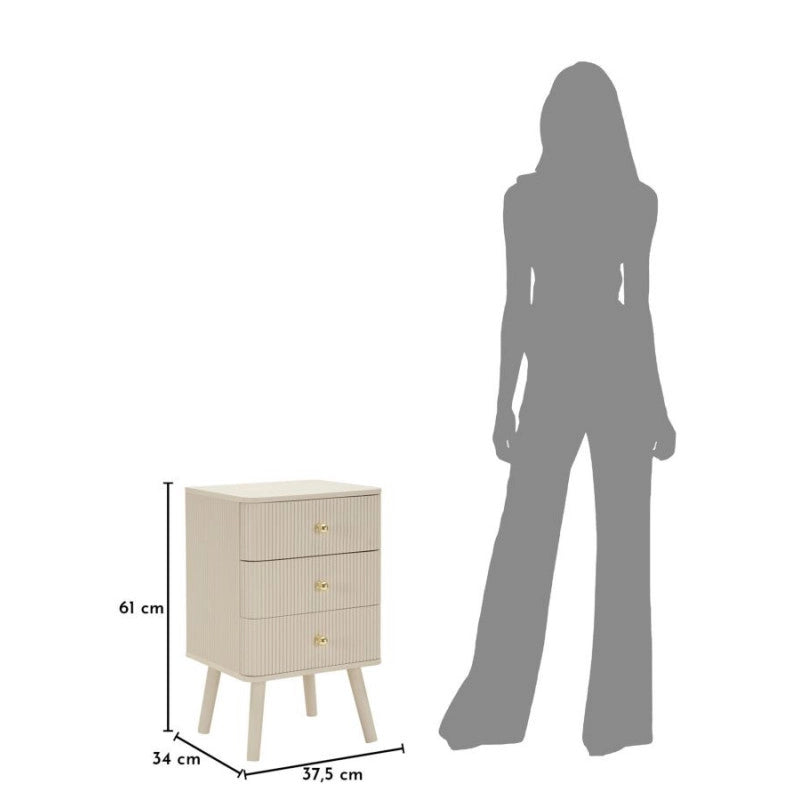 Comodino 3 Cassetti Shy cm 37,5x34x61