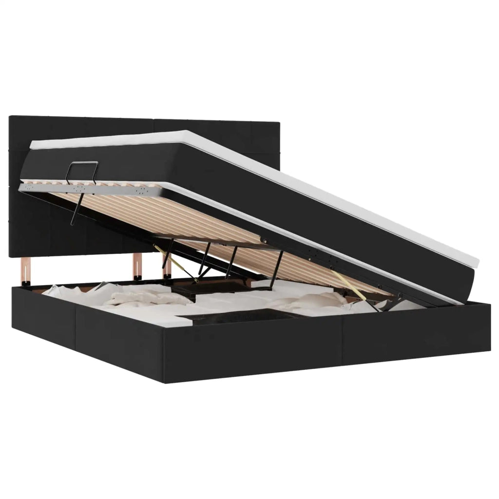 Letto con contenitore e LED con led Nero 180 x 200 cm Velluto