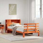 Letto Libreria senza Materasso Marrone Cera 100x200 cm in Pino 3322740