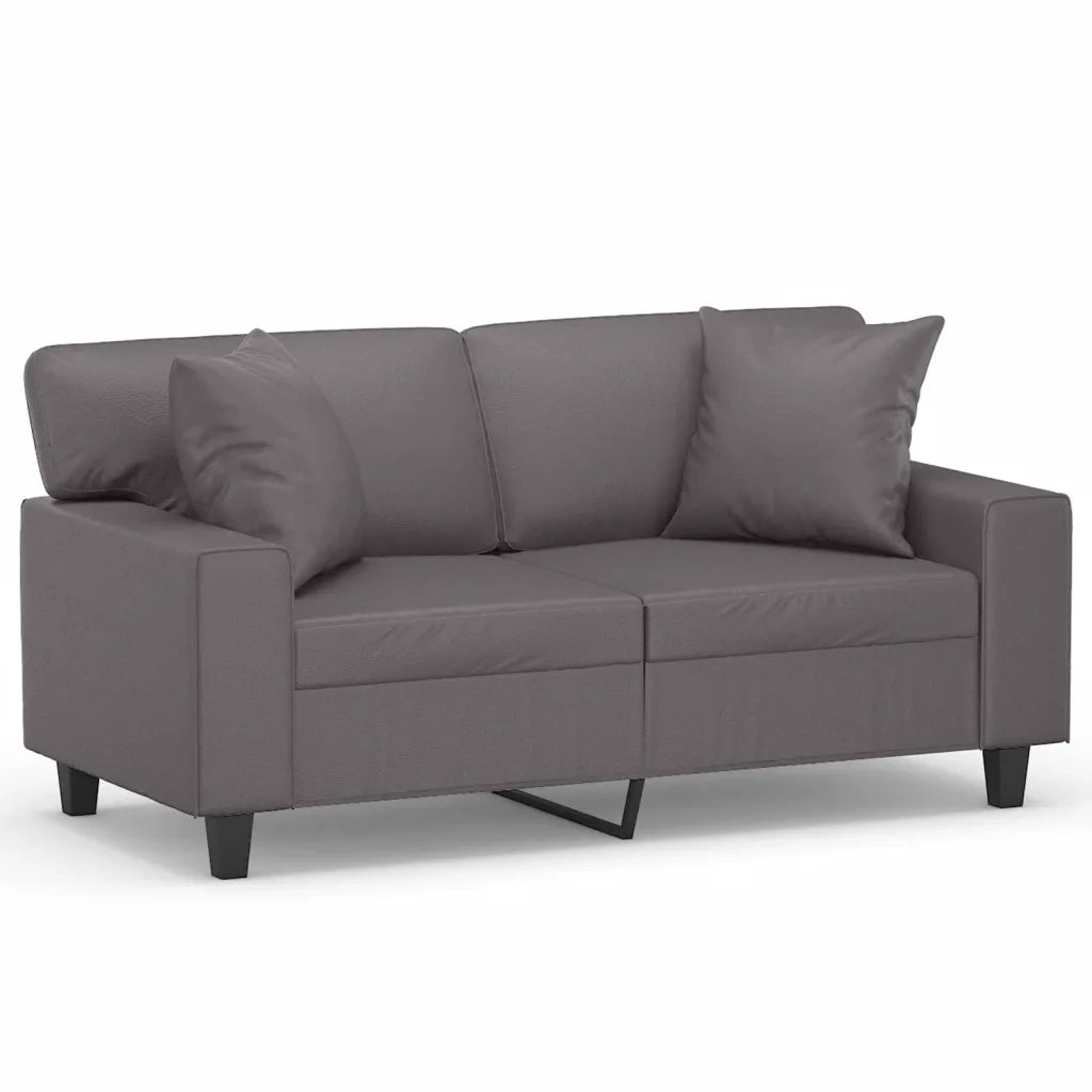 Divano a 2 Posti con Cuscini Grigio 120 cm in Similpelle 3200863
