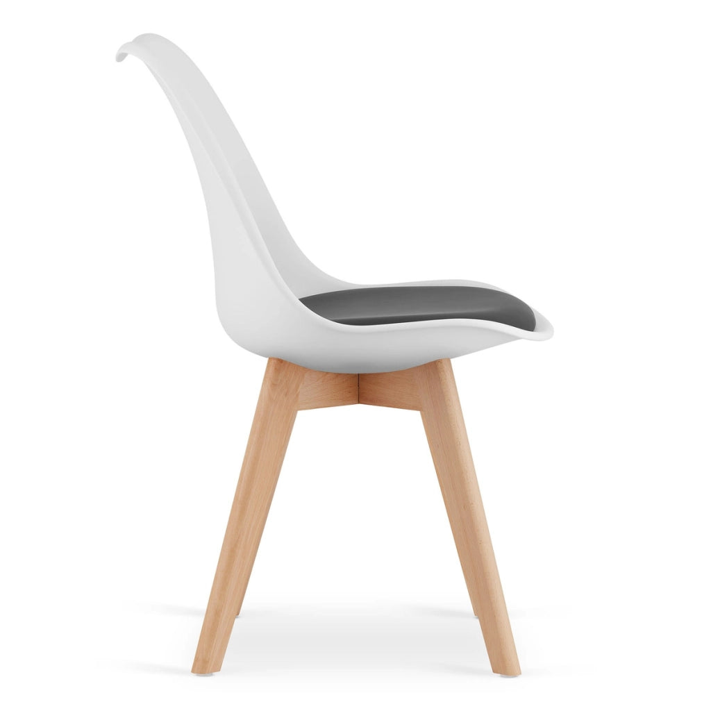 Sedia Mark con cuscino in ecopelle e gambe in faggio