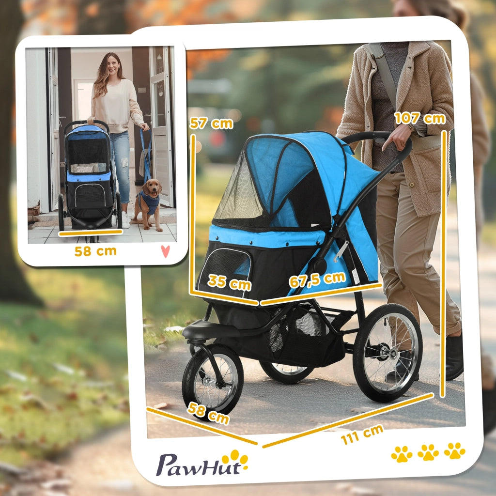 Carrello per cani pieghevole ¨C Minimal ¨C Blu, 111x58x107 cm