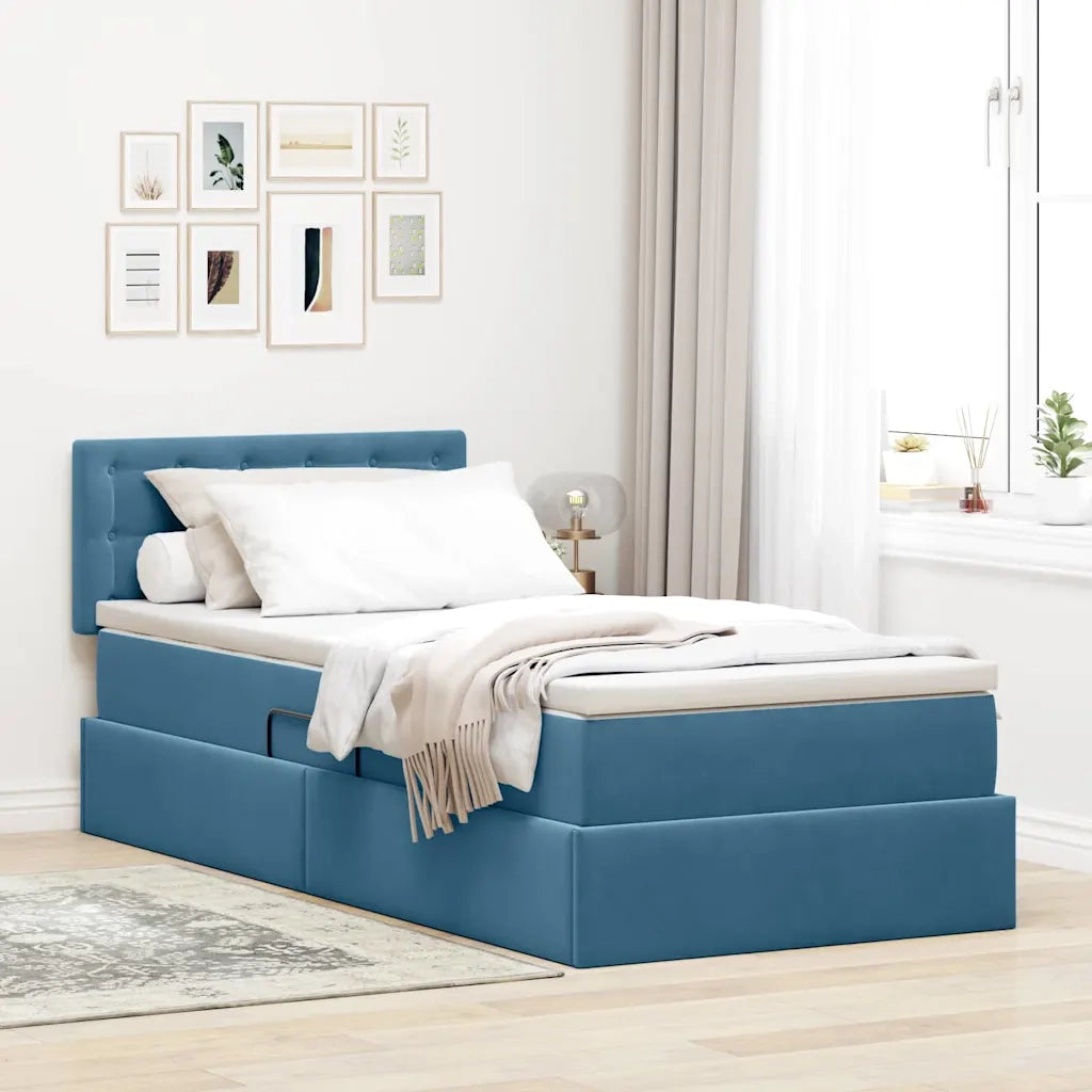 Letto con Contenitore Blu Scuro 90 x 200 cm Velluto 3370855