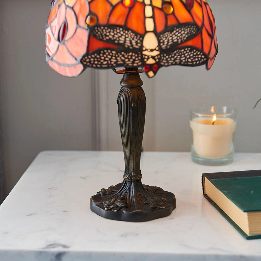 Lampada da tavolo Tiffany Dragonfly Flame rossa E14 40W