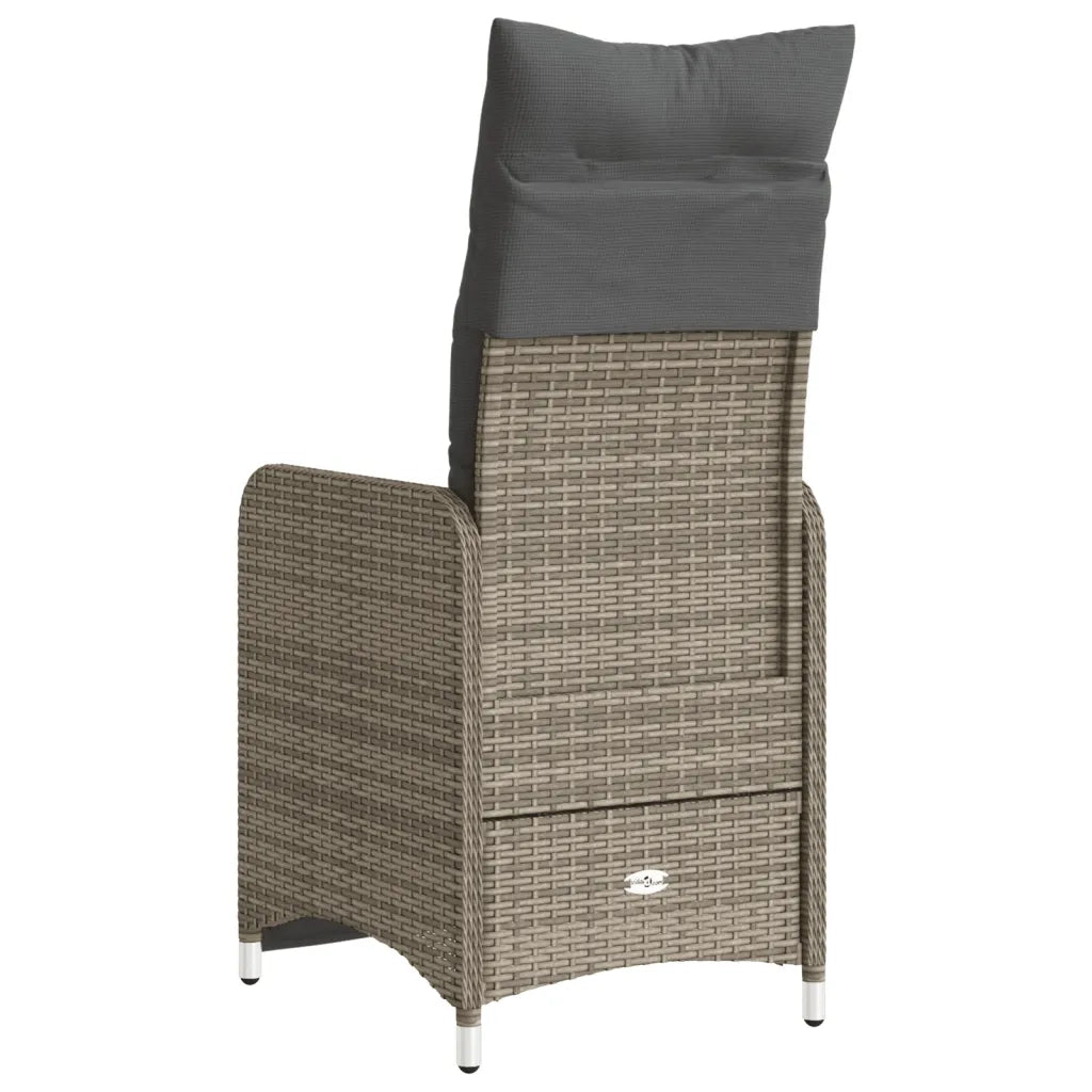 Sedia Reclinabile da Giardino con Cuscini Grigia in Polyrattan 365697