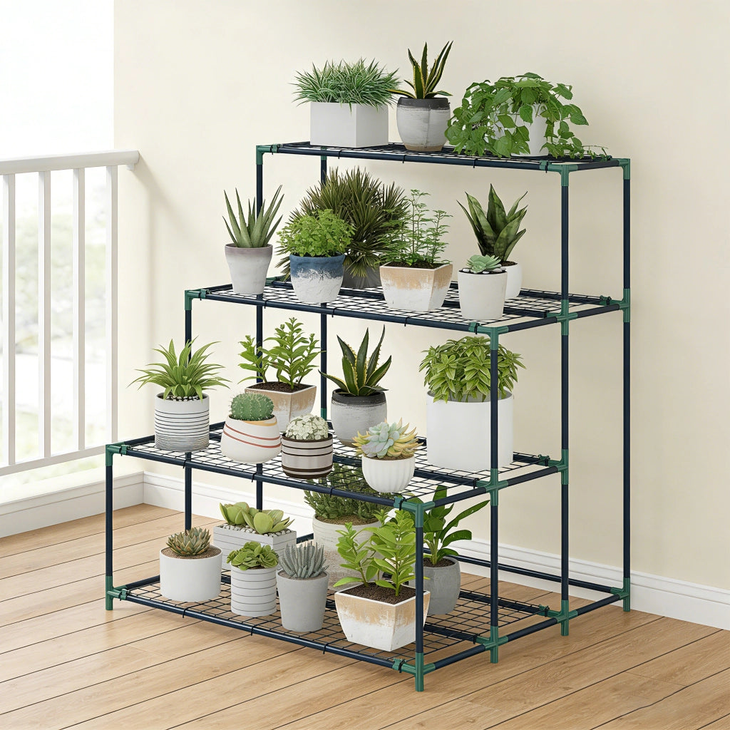 Supporto per Piante 4 Livelli ¨C Xylo ¨C Metallo Verde Esterno Giardino