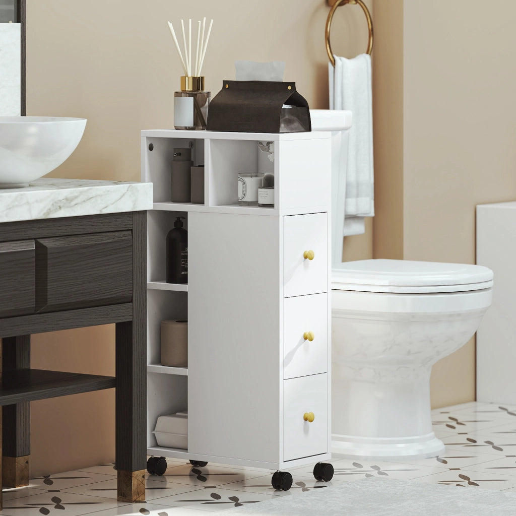 Mobile da bagno con ruote e cassetti ¨C Minimal ¨C bianco 20x40x80