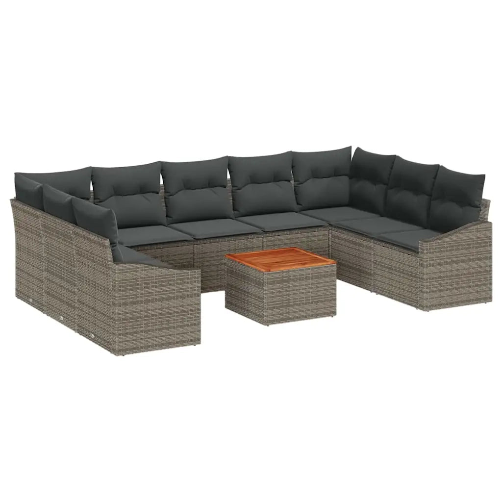 Set Divano da Giardino con cuscino 10 pcs Grigio polyrattan 3347874