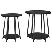 Set tavolini con lo scaffale 2 pz | Tavolo laterale Rovere Nero