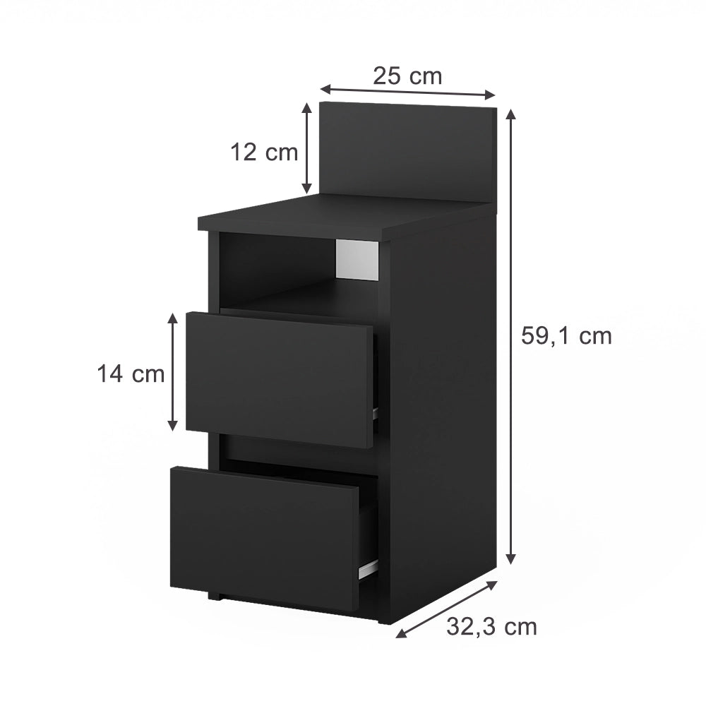 Vicco Comodino Nero 25 x 59.1 cm Set di 2