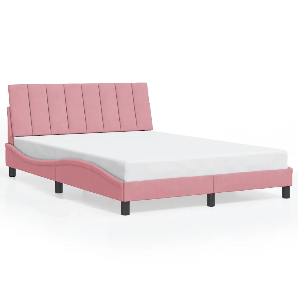 Giroletto con LED senza Materasso Hanko Rosa 140x200 cm in Velluto