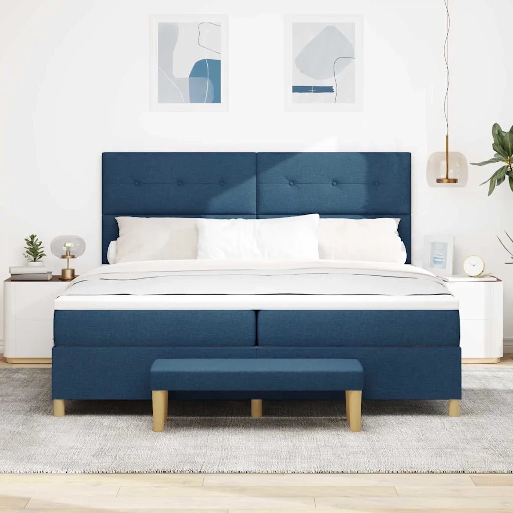 Letto a molle con materasso Blu 200 x 200 cm Tessuto 3344330