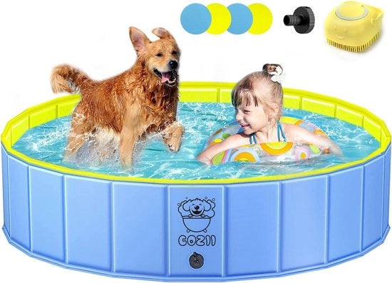 Zwembad per cani di grandi e piccoli dimensioni - L, pieghevole e trasportabile, compreso fondo anti-slip