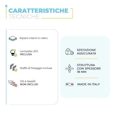 Specchio contenitore 91x61 cm grigio con pensili laterali e LED Desya