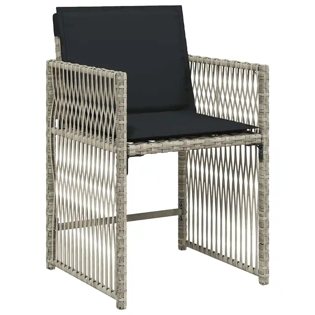 Set da Pranzo per Giardino 5 pcs Grigio chiaro polyrattan