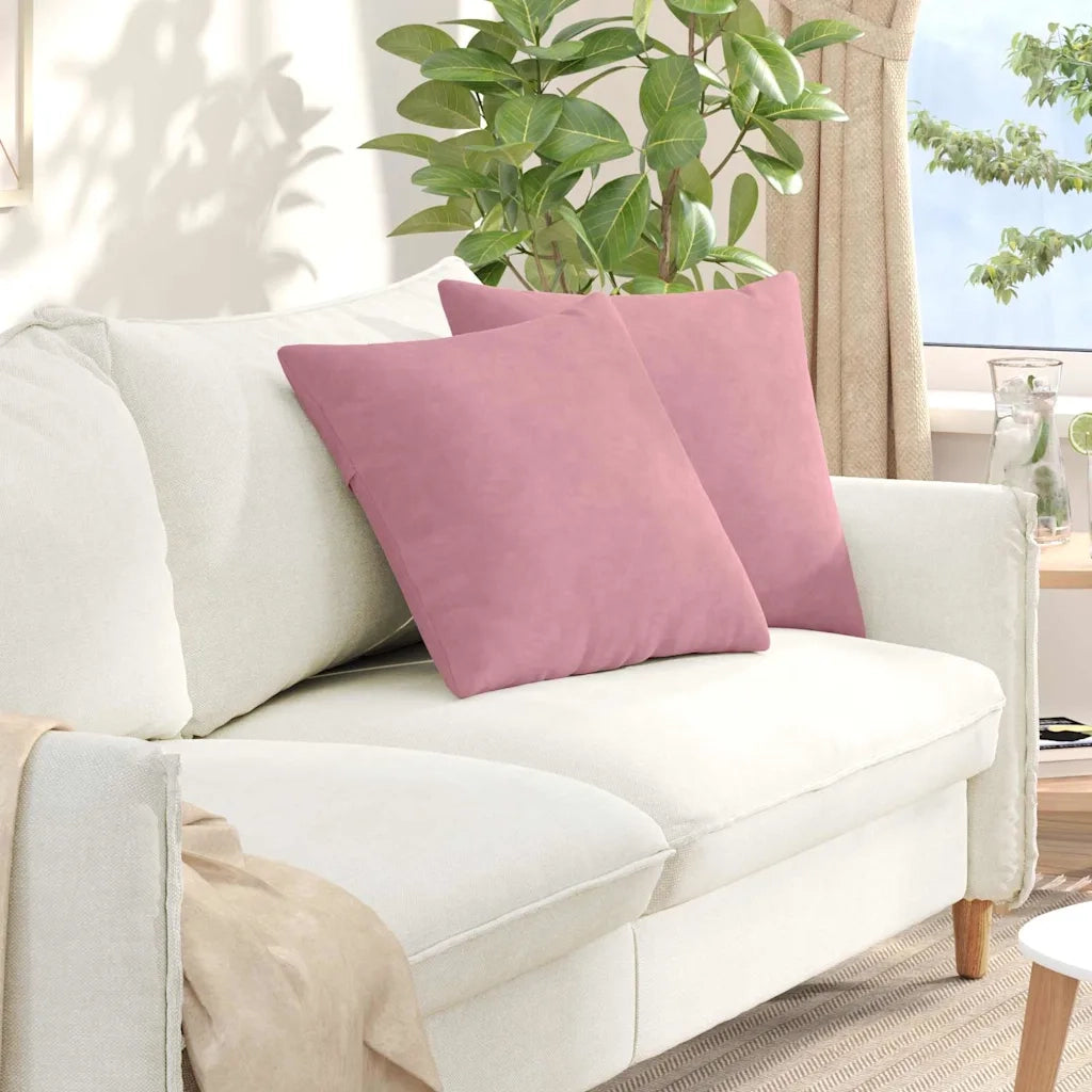 Cuscini da Divano 2 pz-Set di 2 Cuscini per Sofa Rosa 50 x 50 cm Tessuto in Cords