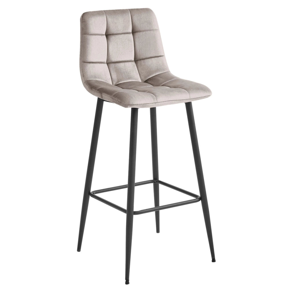 Set di 2 sgabelli da bar Arceto in velluto beige e metallo
