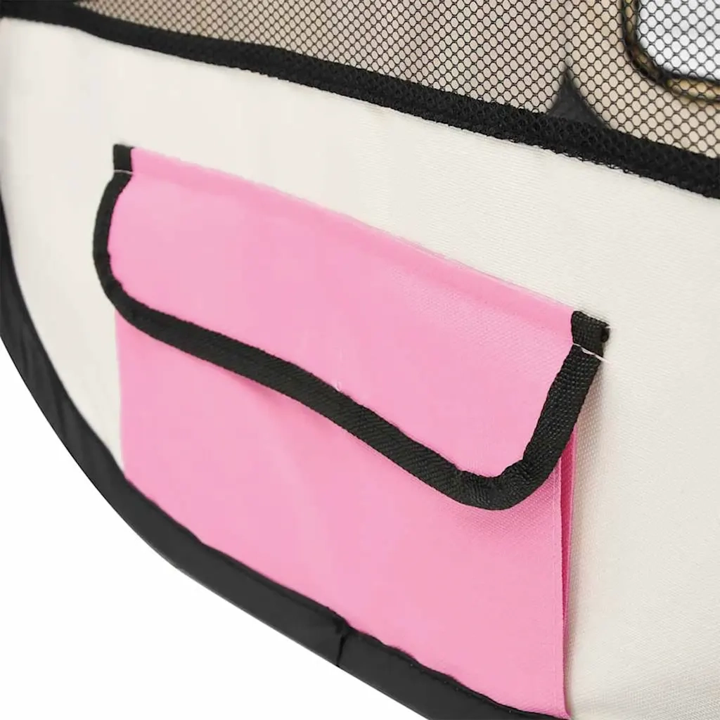 Box per Cani Pieghevole con Borsa Trasporto Rosa 145x145x61 cm cod mxl 49259