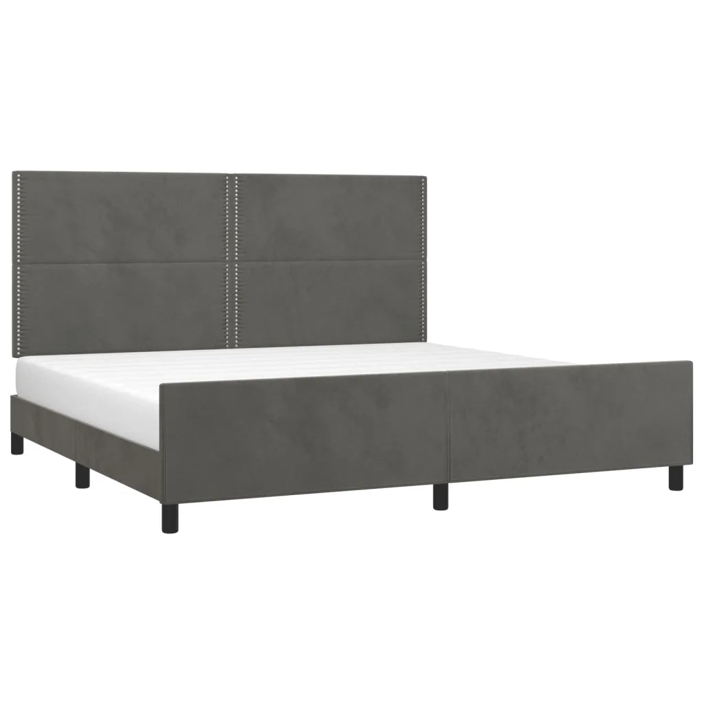 Letto matrimoniale | Letto per adulti | Giroletto senza Materasso Grigio Scuro 200x200 cm Velluto