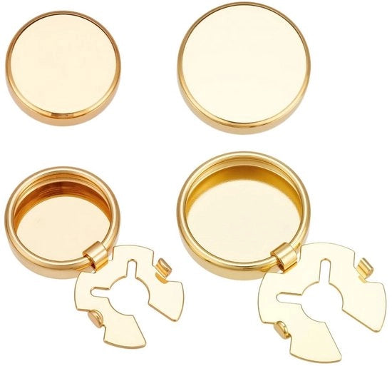 Manicotti in Oro Laminato - 4 pezzi - Stile Piano/Rond - Accessori di Abito - Uomo/Donna - Sostituzione Senza Nodi - Manopole