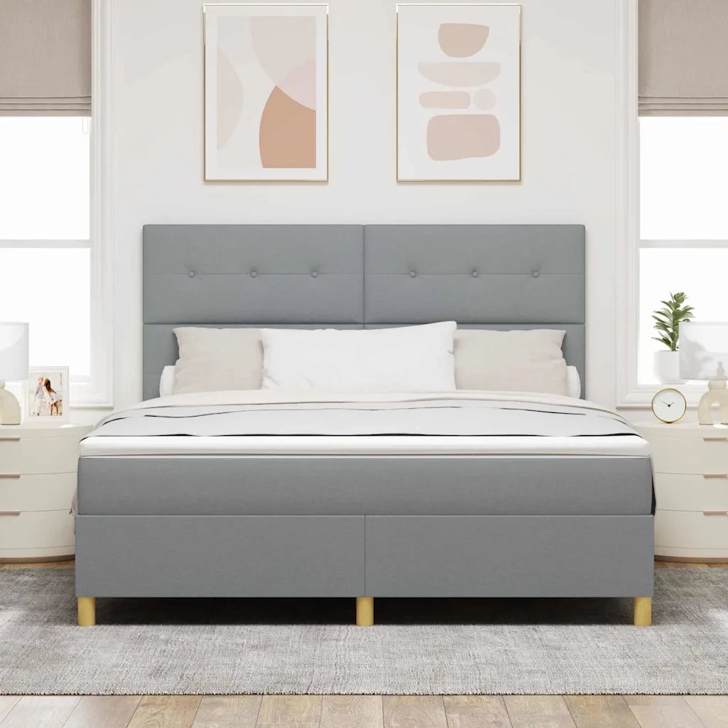 Letto a Sorgente LED Grigio chiaro 180 x 200 cm Tessuto