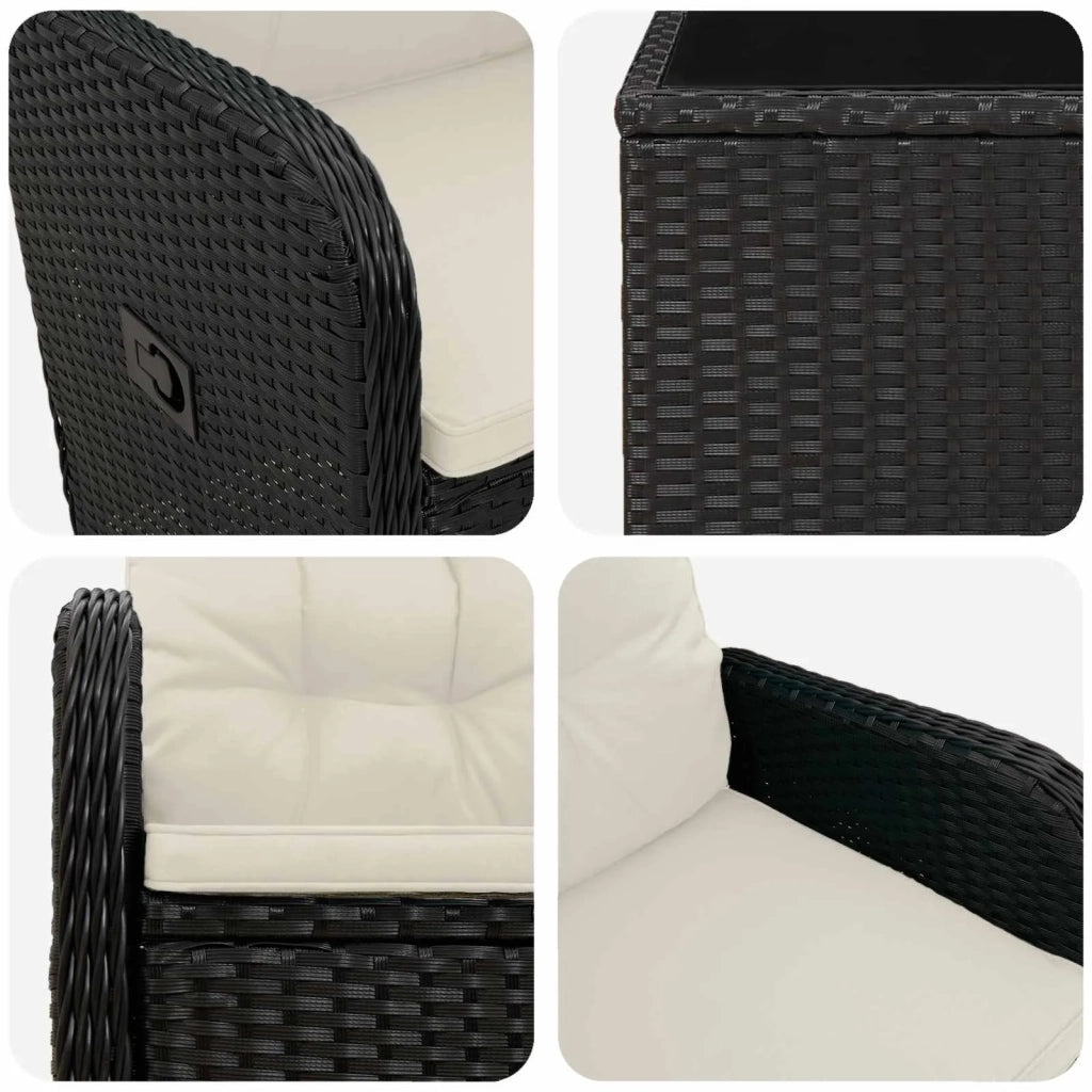 Set Lounge da Giardino 2 pz Nero e Bianco Crema 3422354