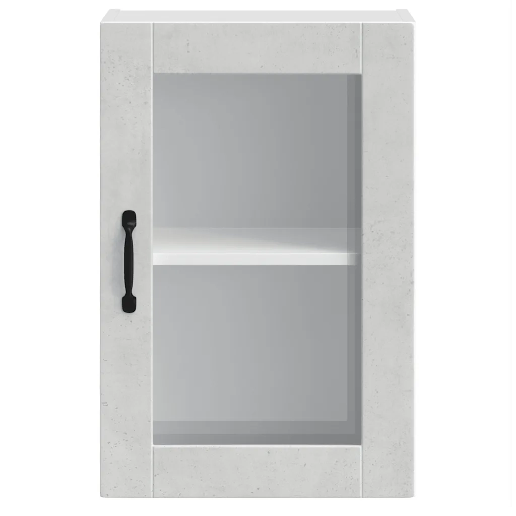 Pensile da Cucina | Mobile da Cucina con Porta in Vetro Porto Grigio Cemento