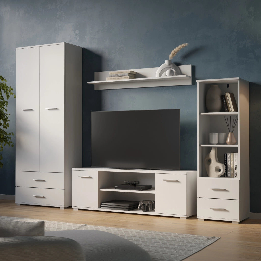 Armadio FAUSKE - 2 Cassetti - Bianco - Larghezza 69 cm, Altezza 130 cm, Profondit? 36 cm
