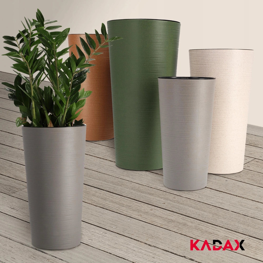 Vaso da fiori KADAX, coprivaso, alto, 57 cm, con inserto, per soggiorno, grigio